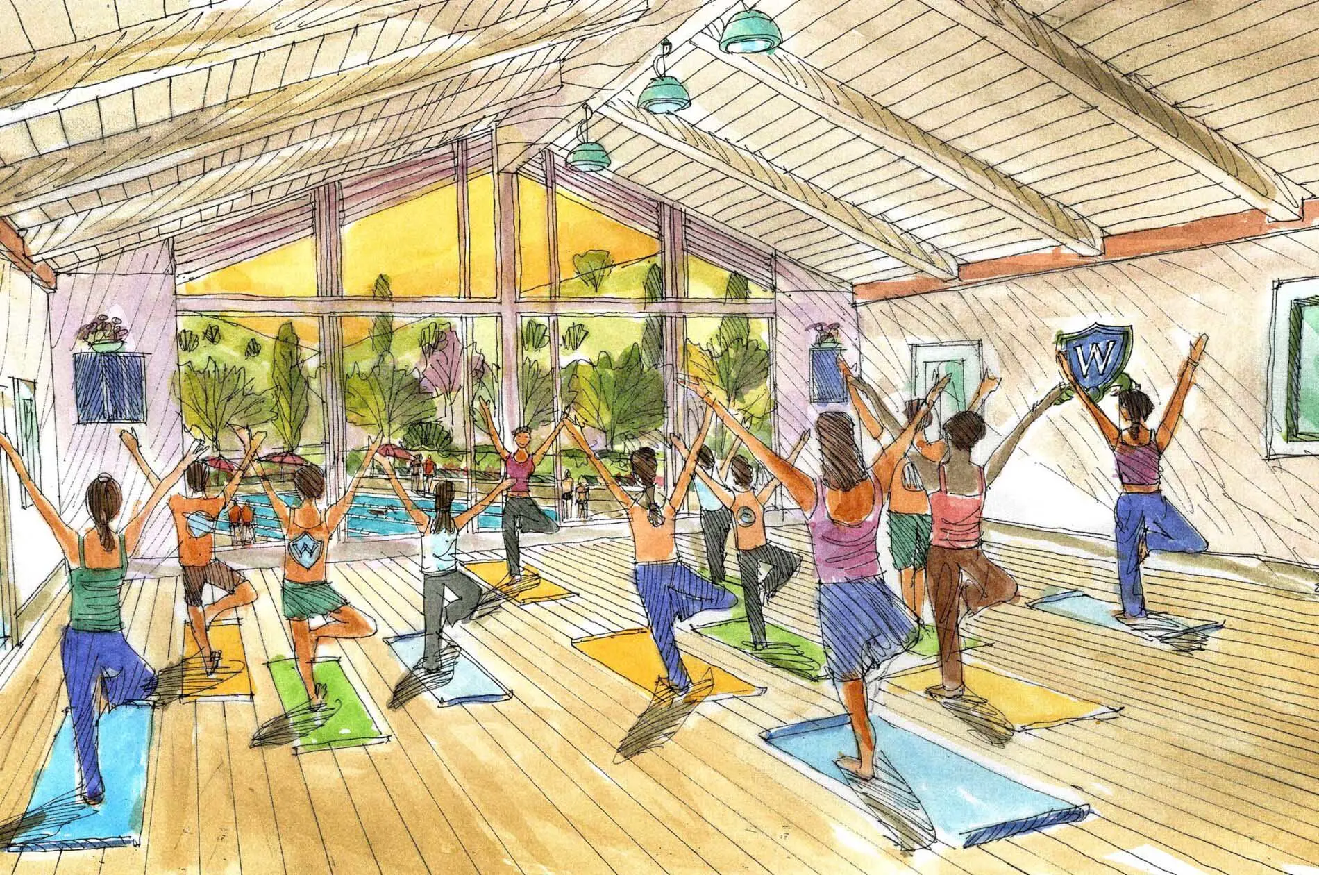 Concept sketch for Westlake Athletic Club, Westlake Village, California