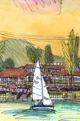 An illustration of he Landing, a mixed use commercial project in Westlake Village, California. 