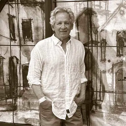 Photo of William Block in front of his studio in Provence, France