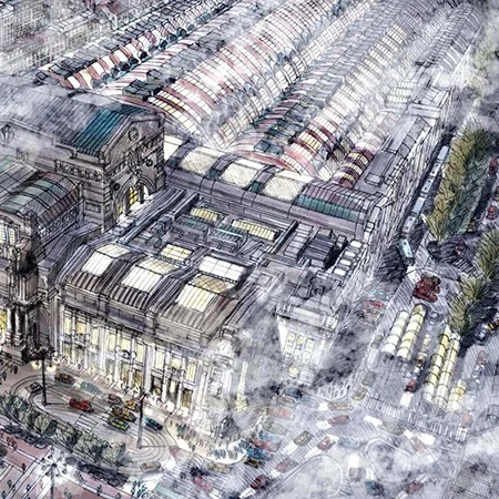 Milan Central is the main railway station of the city of Milan, Italy, and is the second busiest railway station in Italy for passenger flow and the largest railway station in Europe by volume. The station is a terminus and located at the northern end of central Milan.