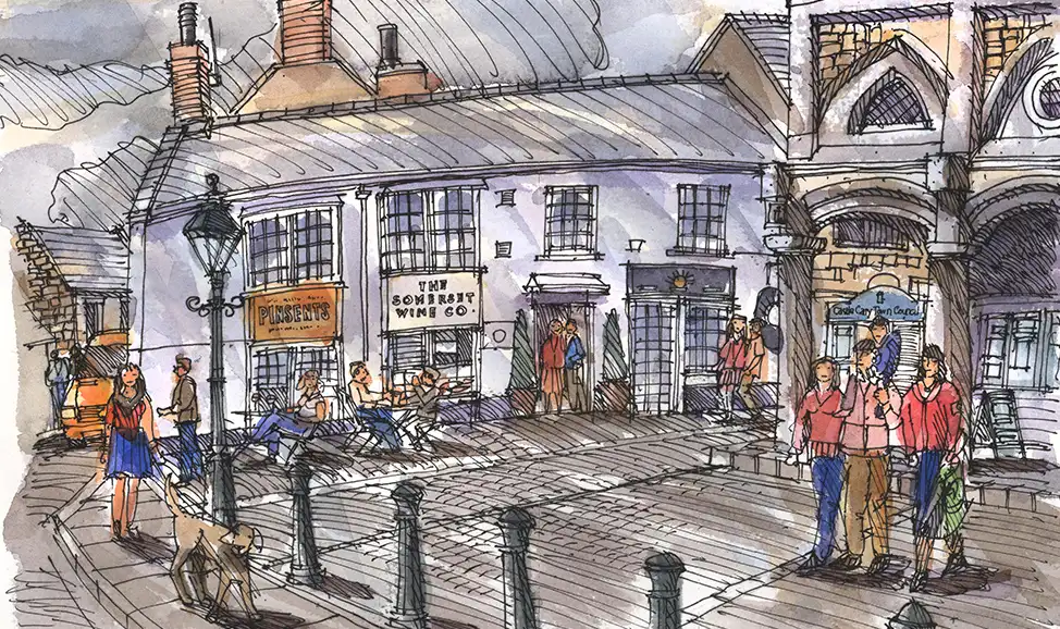 : Aerial illustration of the Village of Ventabren in provence France where William Block lives.