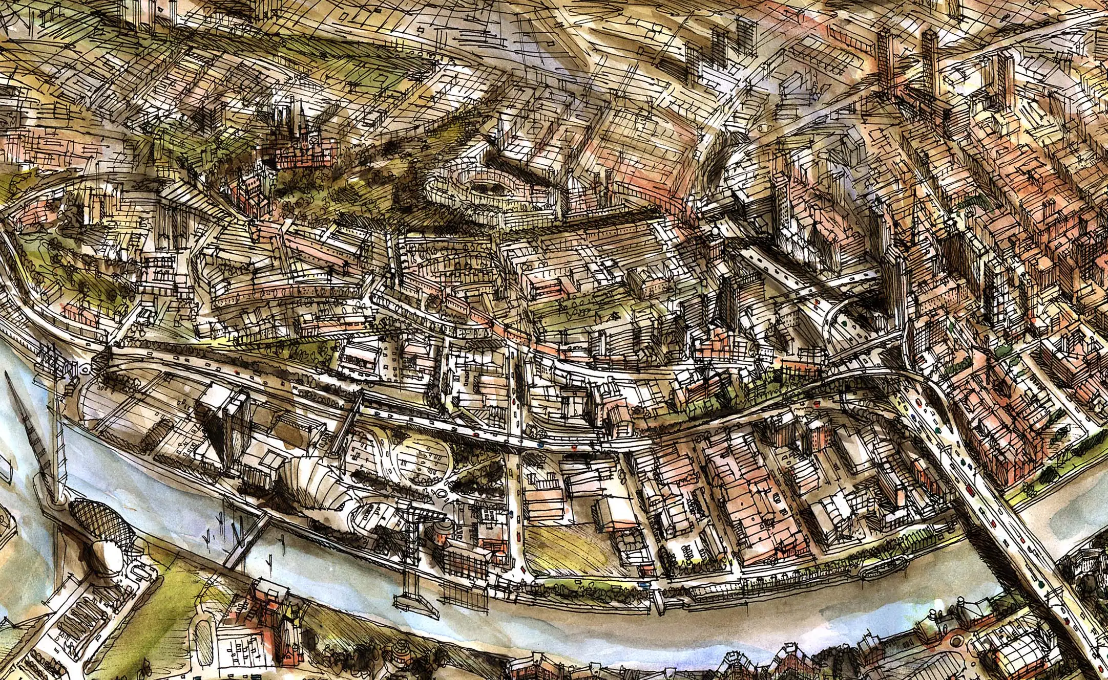 An aerial view showing Glasgow today from and animated film of the evolution of Glasgow